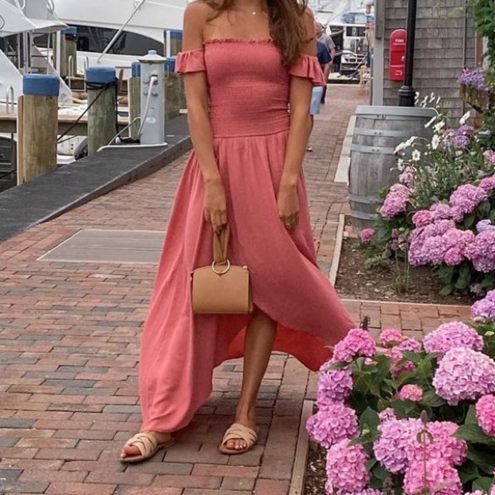 Pink strap hanging maxi dress